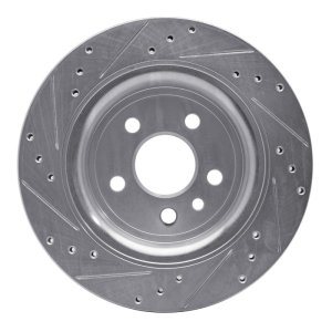Volvo XC70 Brake Rotor (1) - Rear Right - R1 Concepts - Drilled & Slotted - Silver - `07-`18